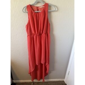 Poetry Dress Womens XL Coral Pink Sleeveless High-Low Hem Flowy Vibrant Chic